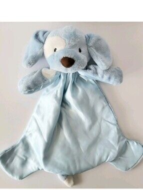 BABY GUND SPUNKY HUGGYBUDDY BLUE DOG PLUSH & SATIN LOVEY, SECURITY BLANKET